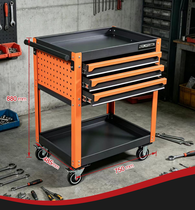 3 Drawer Parts Cart (عربة قطع غيار بـ3 درجًا) – 31.1KG 750×485×880mm for UAE Auto Repair Workshop 040详情 04