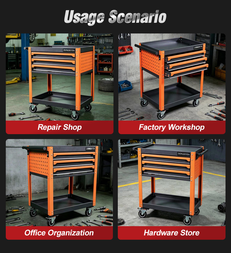 3 Drawer Parts Cart (عربة قطع غيار بـ3 درجًا) – 31.1KG 750×485×880mm for UAE Auto Repair Workshop 040详情 08
