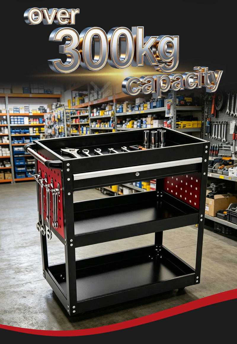 Tool Trolley 3 Tier Parts Cart (عربة قطع غيار) – 12.1KG 720×355×750mm for UAE Auto Repair Workshop 052 06