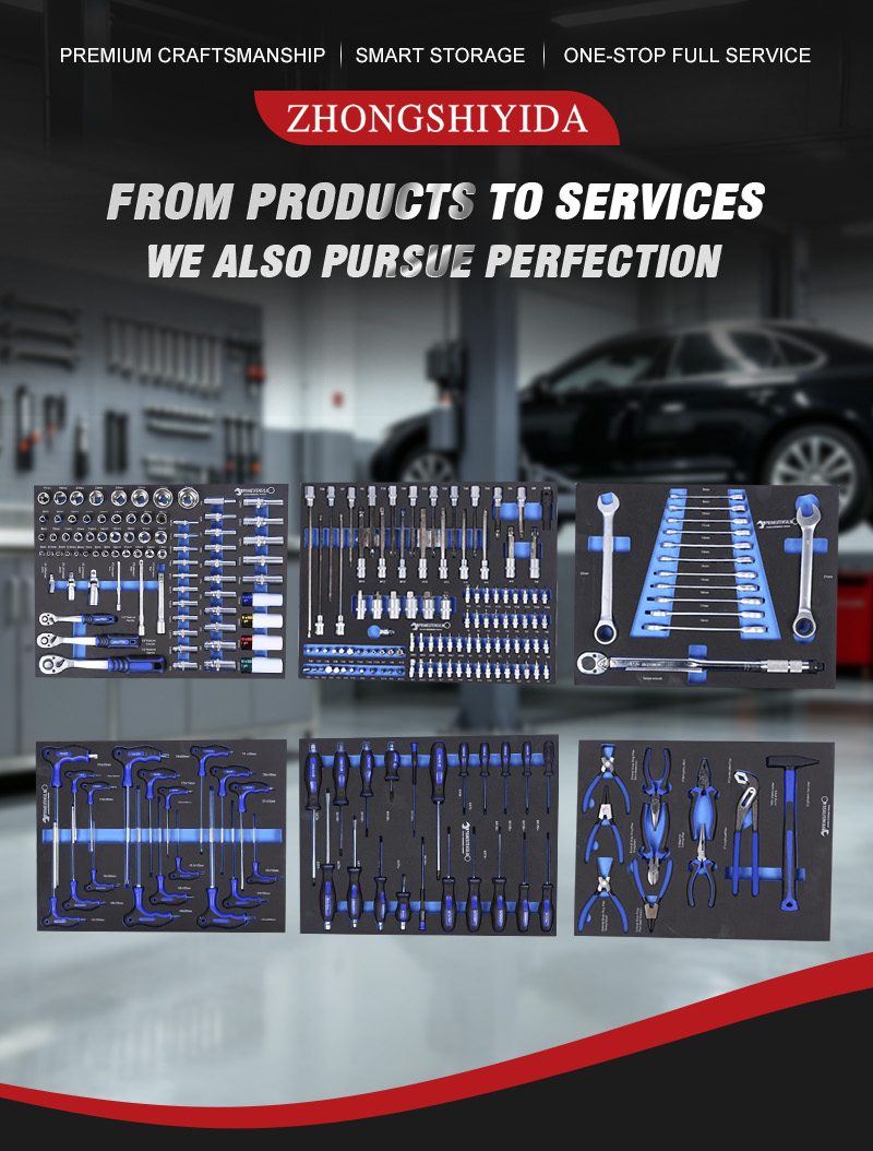 Professional 245 Pcs Hand Tool Set with 6 EVA Foam Trays Modular Tool Cabinet Drawer Inserts for Auto Repair 1