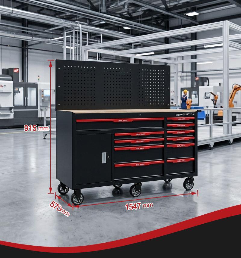 Heavy Duty 11 Drawer Tool Trolley (عربة أدوات بـ11 درجًا) – 113.6KG 1545×570×1475mm for Dubai Auto Repair 11抽带侧柜 04