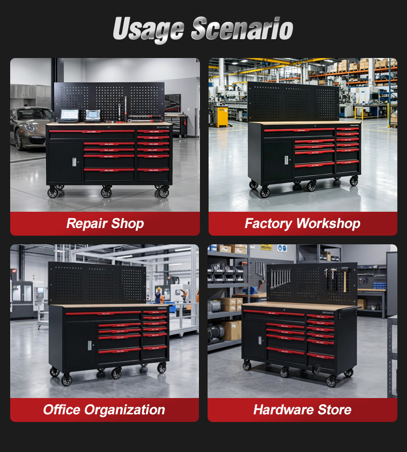 Heavy Duty 11 Drawer Tool Trolley (عربة أدوات بـ11 درجًا) – 113.6KG 1545×570×1475mm for Dubai Auto Repair 11抽带侧柜 08