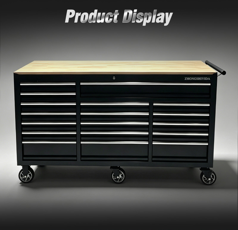 Heavy Duty 18 Drawer with Wooden Top with Power Outlet Tool Trolley (عربة أدوات بـ18 درجًا وسطح خشبي مع منفذ كهربائي) – 147KG 1765×570×935mm for UAE Professional Garage 18抽木板台面插电排款 详情 03