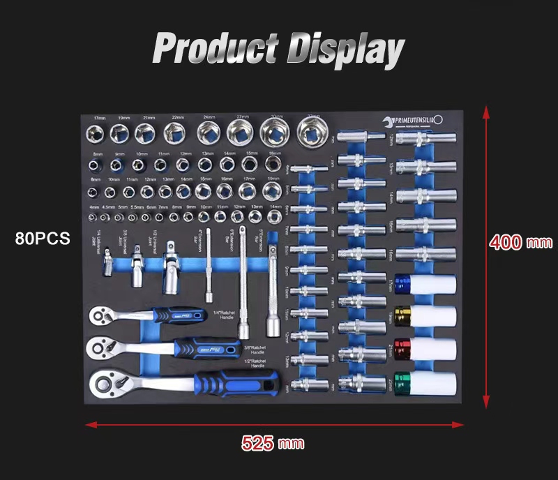Professional 245 Pcs Hand Tool Set with 6 EVA Foam Trays Modular Tool Cabinet Drawer Inserts for Auto Repair 3