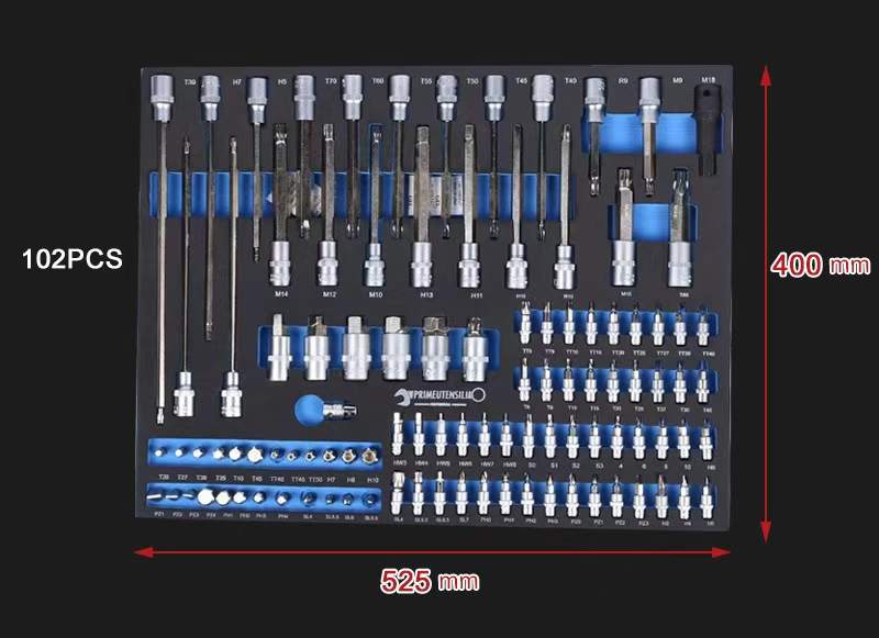 Professional 245 Pcs Hand Tool Set with 6 EVA Foam Trays Modular Tool Cabinet Drawer Inserts for Auto Repair 4