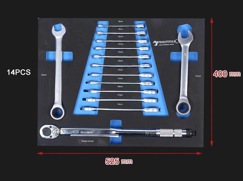 Professional 245 Pcs Hand Tool Set with 6 EVA Foam Trays Modular Tool Cabinet Drawer Inserts for Auto Repair 8
