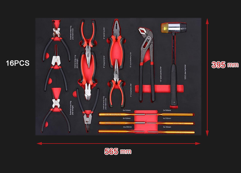 252 Pcs Professional Mechanic Tool Set with 6 EVA Foam Trays Tools Drawer Storage Organizer for Garage 91d641ca20505bb644017cd321313ada