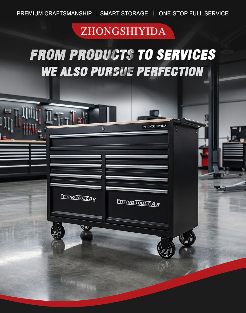 Heavy Duty 9 Drawer Tool Trolley (عربة أدوات بـ9 درجًا) – 81.1KG 1245×470×915mm for Dubai Auto Repair 9抽带木板台面 01
