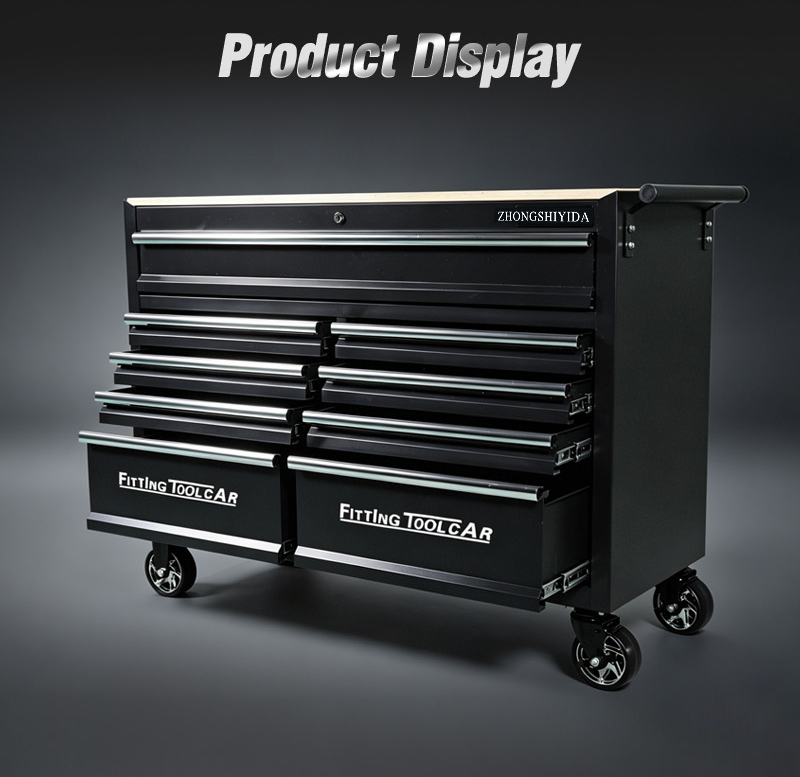 Heavy Duty 9 Drawer Tool Trolley (عربة أدوات بـ9 درجًا) – 81.1KG 1245×470×915mm for Dubai Auto Repair 9抽带木板台面 03