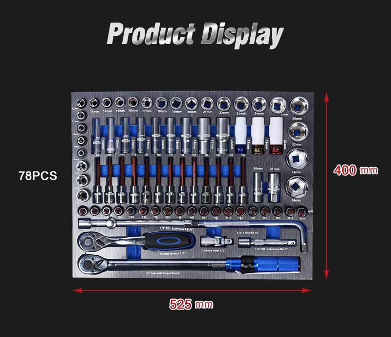 Premium 424 Pcs Industrial Mechanical Tool Tray Set with 6 Blue EVA Trays for Tool Cabinet Drawers 微信图片 20260605160018 756 62