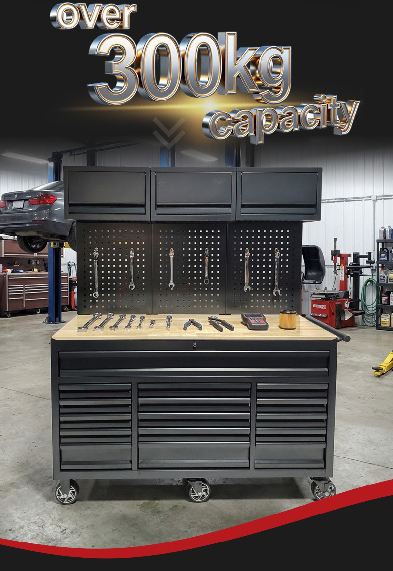 Heavy Duty 16 Drawer with Wooden Top with Top Cabinet Tool Trolley (عربة أدوات بـ16 درجًا وسطح خشبي مع خزانة علوية) – 165KG 1545×570×1825mm for UAE Professional Garage 微信图片 20260612140912 815 62