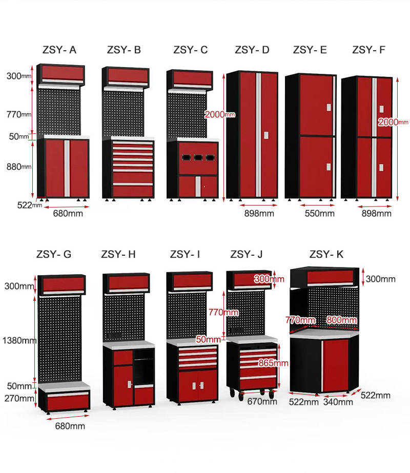 Modular Tool Cabinet Lockable Garage Organization System Heavy Duty Rolling for Industrial Workshop Storage Shop 组合柜详情 04