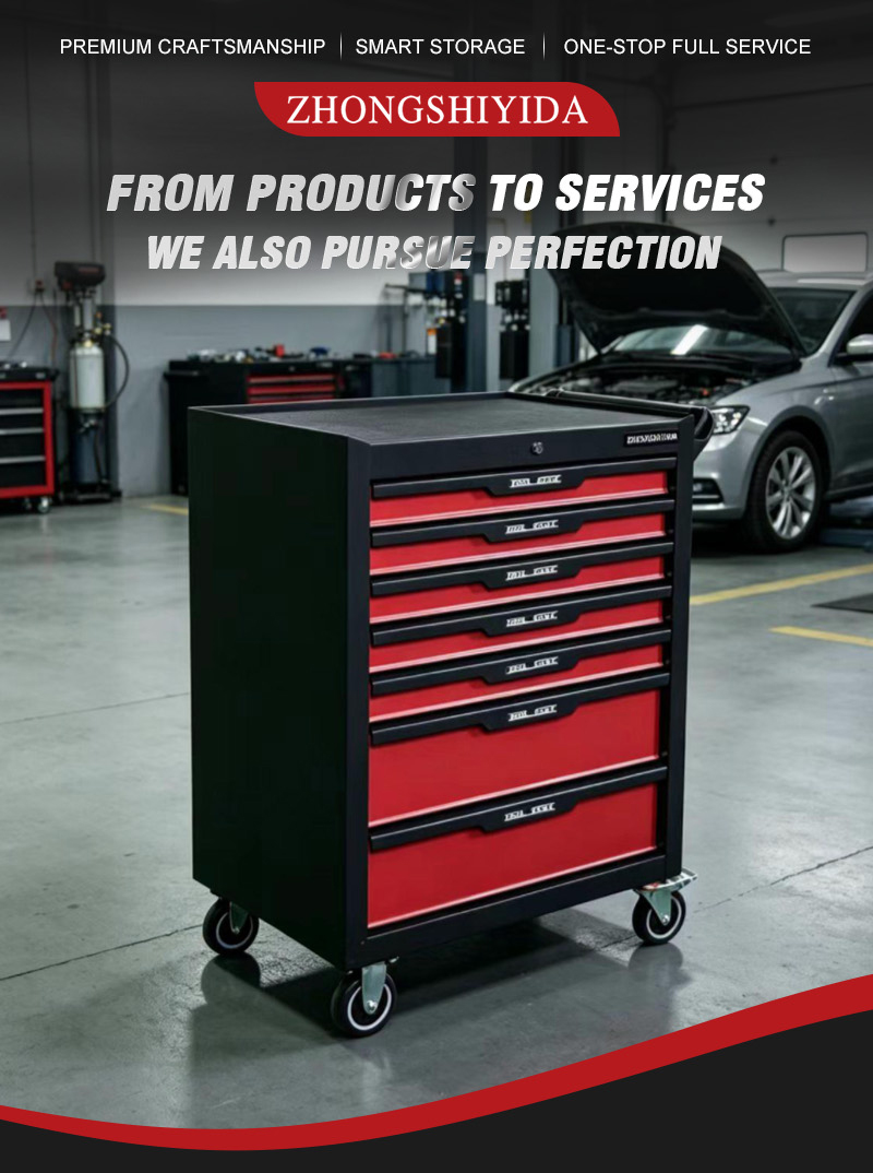 Rolling Red Black Tool Trolley (عربة أدوات) – 45.9KG 755×470×935mm for UAE Home Garage 详情 01