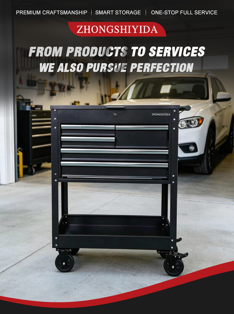 5 Drawer Flip Top Tool Trolley (عربة أدوات بـ5 درجًا) – 41.5KG 840×490×1030mm for UAE Home Garage 详情 01