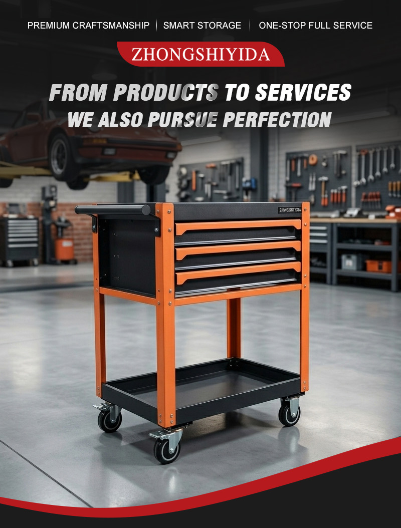 High Quality Portable 3 Drawer Rolling Tool Cart with 2 Tier Shelf Mechanic Cart (عربة قطع غيار بـ3 درجًا) – 28.8KG 750×485×880mm for UAE Auto Repair Workshop 详情 01