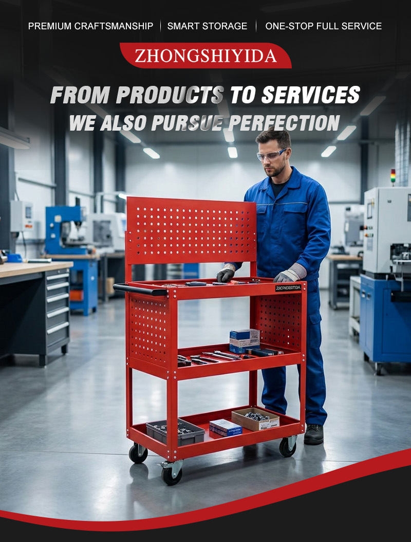 Half Mesh with Pegboard Parts Cart (عربة قطع غيار) – 14.8KG 860×365×1350mm for UAE Auto Repair Workshop 详情 01