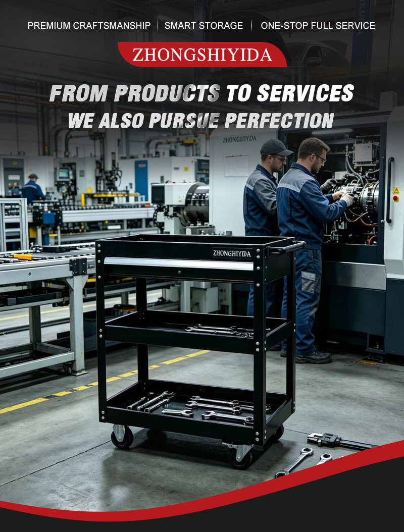 Glossy Black Parts Cart (عربة قطع غيار) – 14.6KG 720×355×790mm for UAE Auto Repair Workshop 详情 01