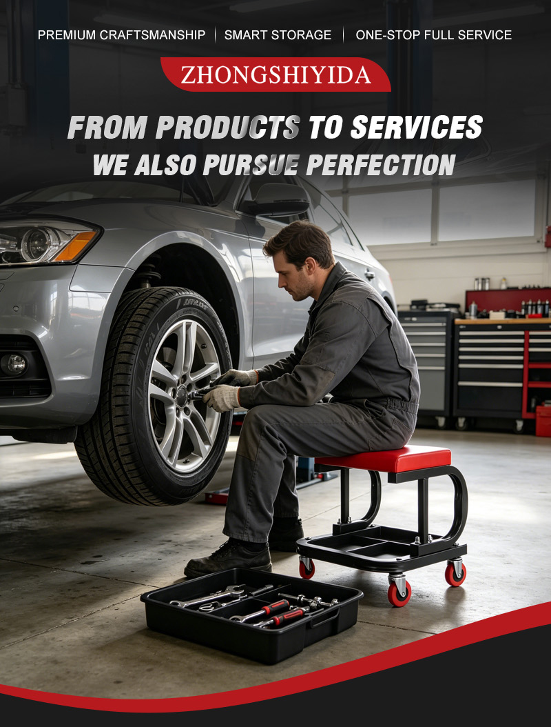 Mechanic 4-Wheel Stool with Storage Compartments for Car Repair Shop (كرسي ميكانيكي) – 3.5KG 350×340×360mm for Dubai Garage 详情 01