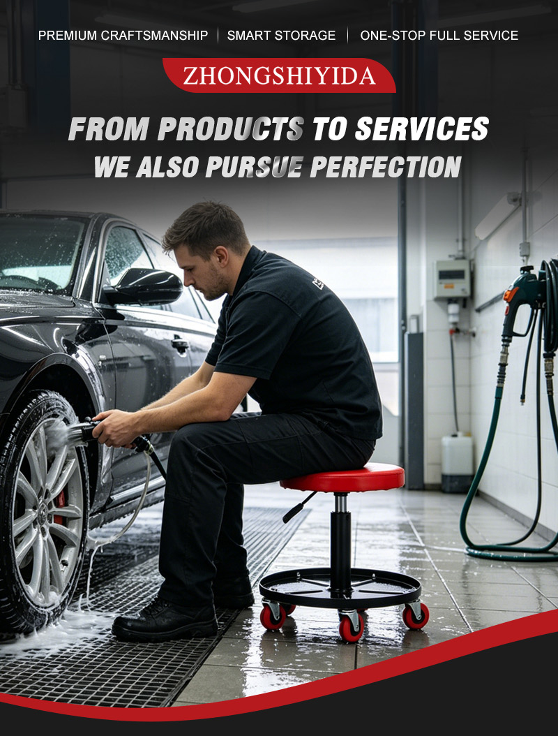 Adjustable Rolling Car Repair Stool Pneumatic Mechanic Roller Seat (كرسي ميكانيكي) – 5.14KG 380×380×450mm for Dubai Garage 详情 01