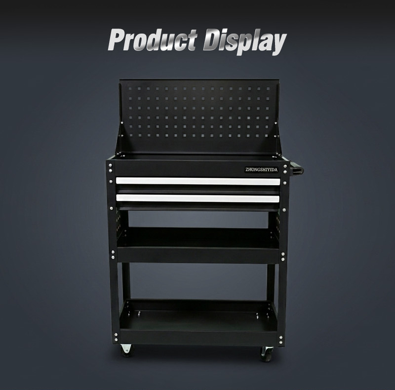 3 Tier 2 Drawer Parts Cart with Flip Top Pegboard Heavy Duty Rolling Parts Cart (عربة قطع غيار) – 16KG 720×370×1065mm for UAE Auto Repair Workshop 详情 03