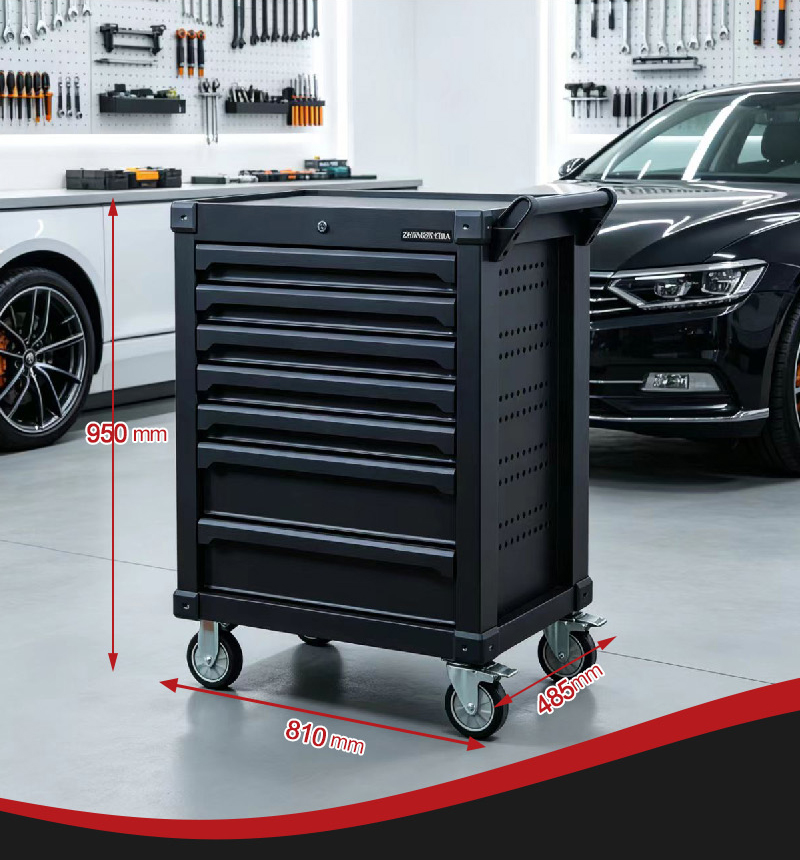 Best Selling 7 Drawer Lockable Tool Trolley (عربة أدوات بـ7 درجًا قابلة للقفل) – 48.2KG 810×485×950mm for Dubai Auto Repair 详情 04