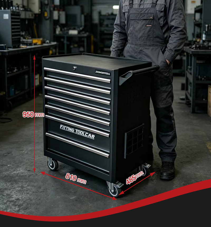 New 7 Drawer Aluminum Alloy Trim Tool Trolley (عربة أدوات بـ7 درجًا) – 44.7KG 755×470×935mm for Dubai Auto Repair 详情 04