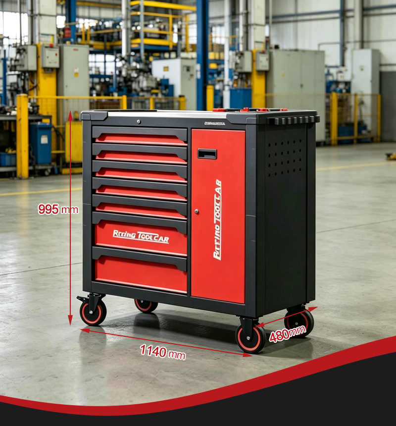 Heavy Duty 7 Drawer Stainless Steel with Side Door Tool Trolley (عربة أدوات بـ7 درجًا ستانلس ستيل مع باب جانبي) – 59KG 1140×480×995mm for Dubai Auto Repair 详情 04