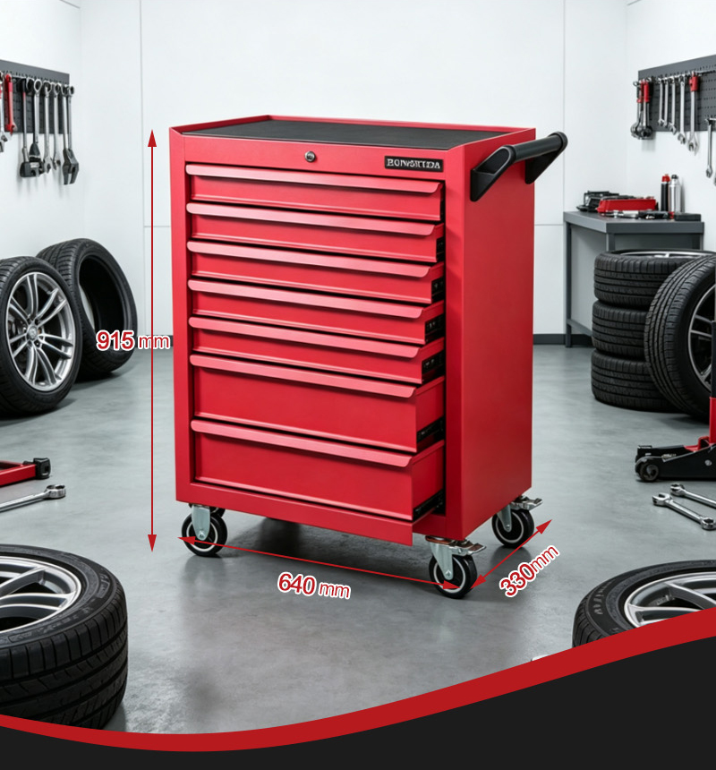 Mini 7 Drawer Tool Trolley (عربة أدوات بـ7 درجًا) – 30.2KG 640×330×915mm for Dubai Auto Repair 详情 04