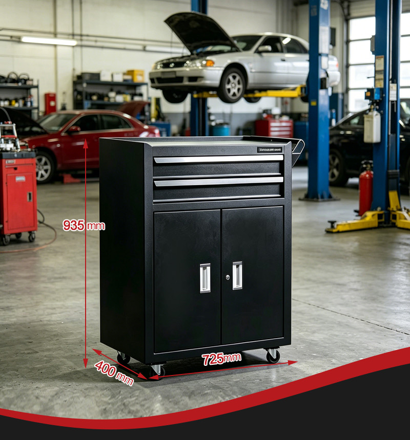 Extra Tall Closed Storage Tool Trolley (عربة أدوات) – 23.1KG 725×400×935mm for UAE Home Garage 详情 04