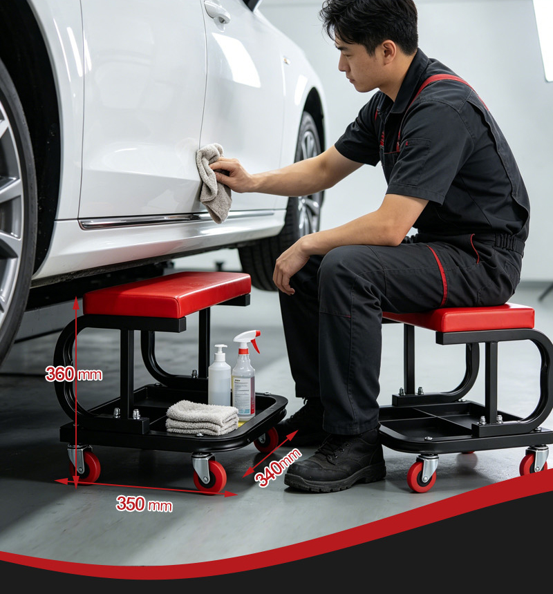 Mechanic 4-Wheel Stool with Storage Compartments for Car Repair Shop (كرسي ميكانيكي) – 3.5KG 350×340×360mm for Dubai Garage 详情 04