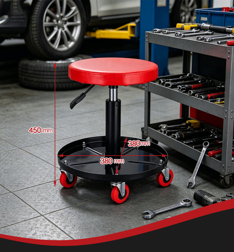 Adjustable Rolling Car Repair Stool Pneumatic Mechanic Roller Seat (كرسي ميكانيكي) – 5.14KG 380×380×450mm for Dubai Garage 详情 04