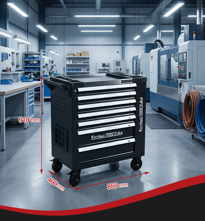 Stainless Steel Rounded Edge Aluminum Alloy Trim with Side Cabinet Tool Trolley (عربة أدوات ستانلس ستيل بحواف دائرية) – 55KG 855×460×910mm for UAE Home Garage 详情 04