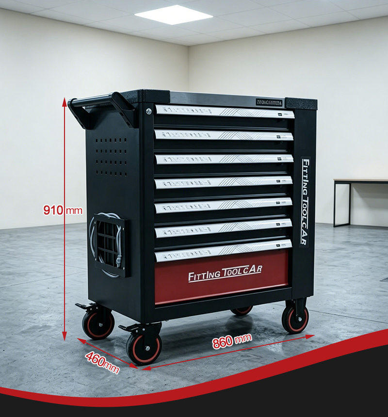 Stainless Steel Rounded Edge Aluminum Alloy Trim with Side Cabinet Tool Trolley (عربة أدوات ستانلس ستيل بحواف دائرية) – 56.3KG 860×460×910mm for UAE Home Garage 详情 04