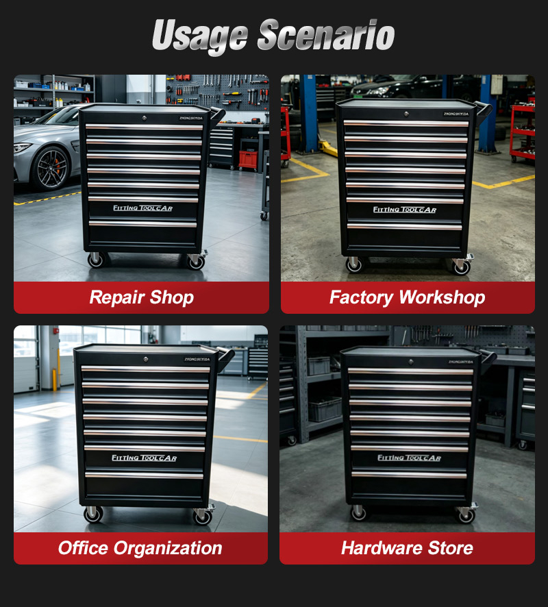 New 7 Drawer Aluminum Alloy Trim Tool Trolley (عربة أدوات بـ7 درجًا) – 44.7KG 755×470×935mm for Dubai Auto Repair 详情 08