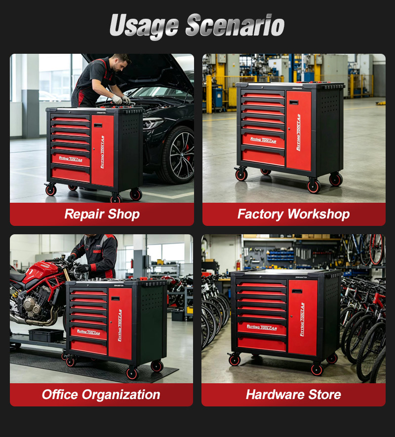 Heavy Duty 7 Drawer Stainless Steel with Side Door Tool Trolley (عربة أدوات بـ7 درجًا ستانلس ستيل مع باب جانبي) – 59KG 1140×480×995mm for Dubai Auto Repair 详情 08