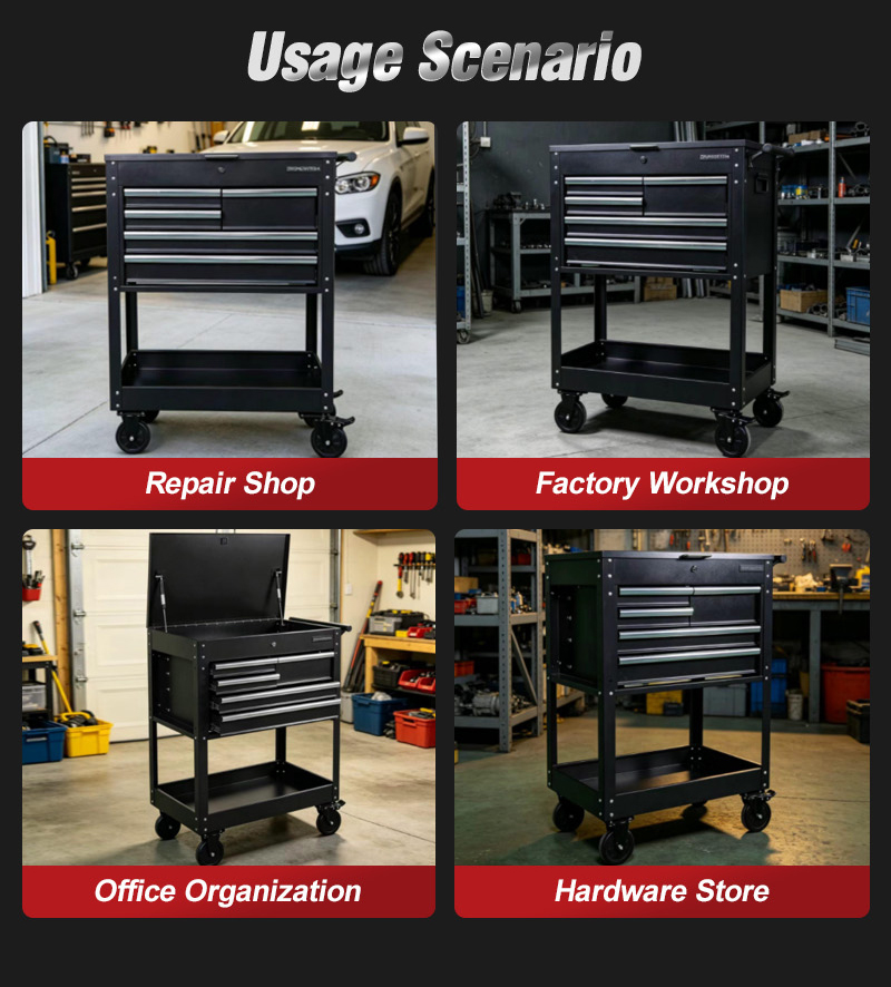 5 Drawer Flip Top Tool Trolley (عربة أدوات بـ5 درجًا) – 41.5KG 840×490×1030mm for UAE Home Garage 详情 08