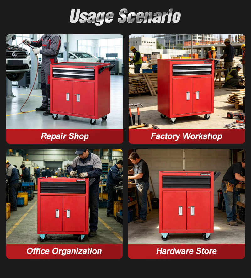 Closed Storage Tool Trolley (عربة أدوات) – 19.6KG 725×400×810mm for UAE Home Garage 详情 08