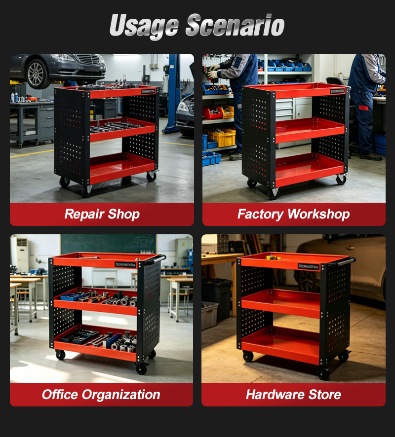 Full Mesh Parts Cart (عربة قطع غيار) – 13.7KG 770×390×780mm for UAE Auto Repair Workshop 详情 08