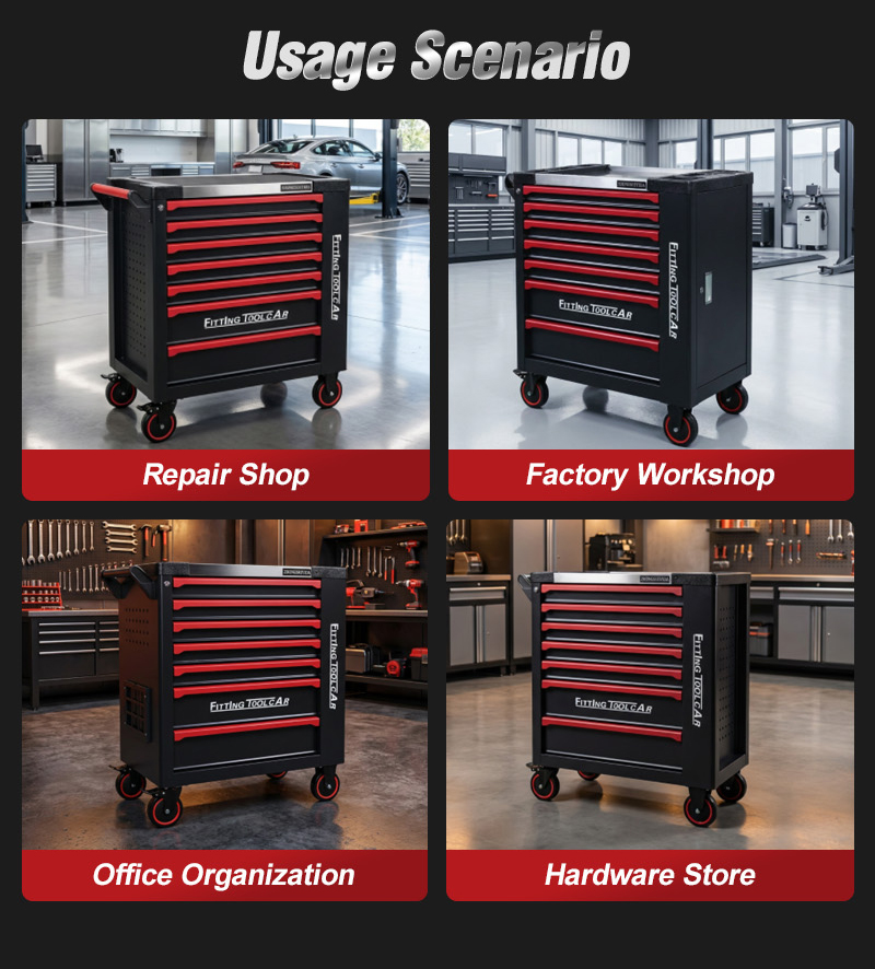 Heavy Duty 7 Drawer Tool Trolley (عربة أدوات بـ7 درجًا) – 56.9KG 855×460×910mm for Dubai Auto Repair 详情 08