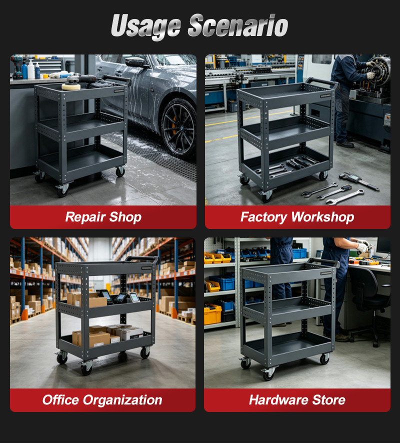 Premium Heavy Duty Parts Cart (عربة قطع غيار) – 15.9KG 795×395×87mm for UAE Auto Repair Workshop 详情 08